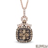 EFFY™ Collection 3/4 CT. T.W. Champagne and White Diamond Square Frame Pendant in 14K Rose Gold