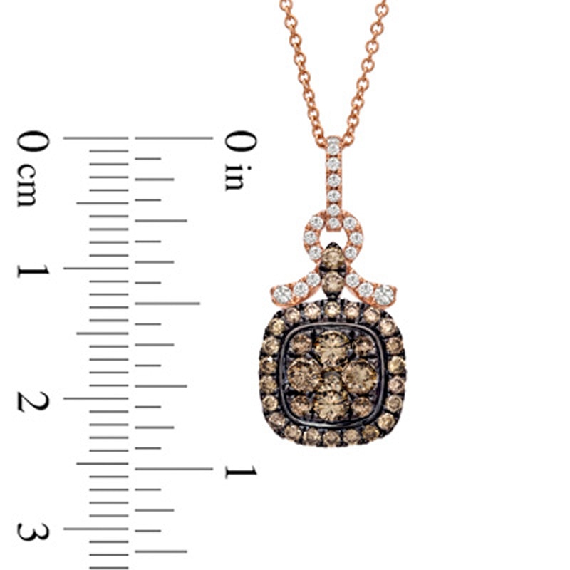 Main Image 2 of EFFY™ Collection 3/4 CT. T.W. Champagne and White Diamond Square Frame Pendant in 14K Rose Gold