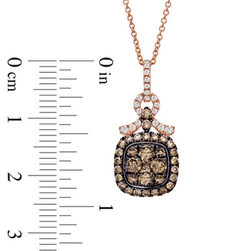 EFFY™ Collection 3/4 CT. T.W. Champagne and White Diamond Square Frame Pendant in 14K Rose Gold