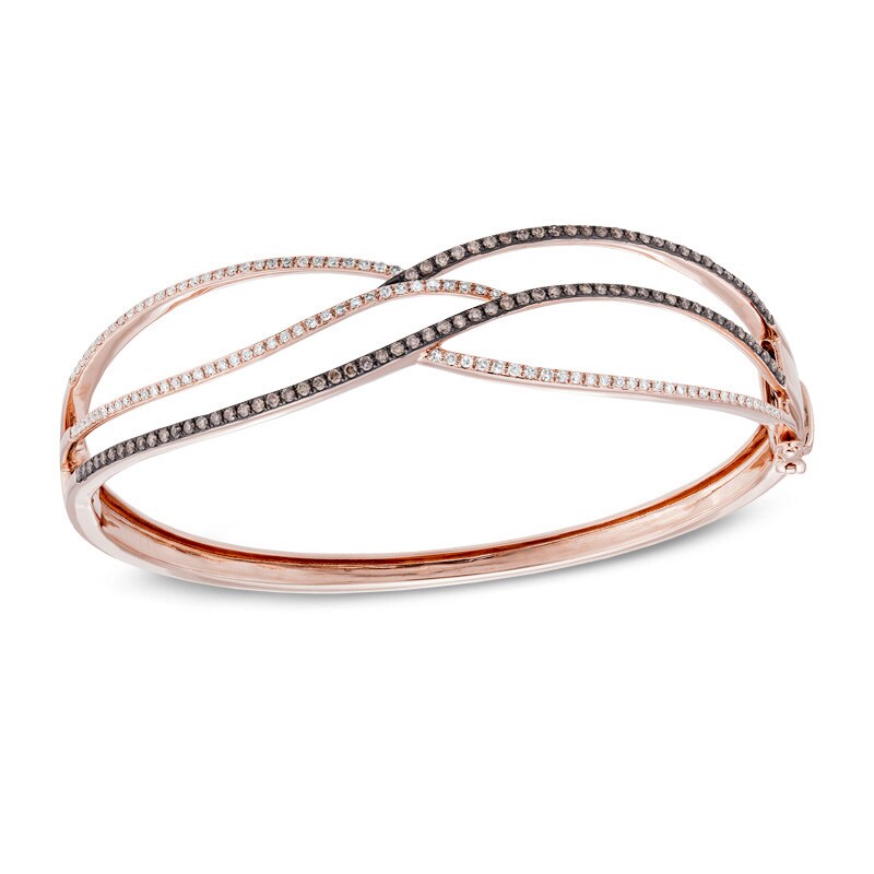 EFFY™ Collection 7/8 CT. T.W. Champagne and White Diamond Bangle in 14K Rose Gold