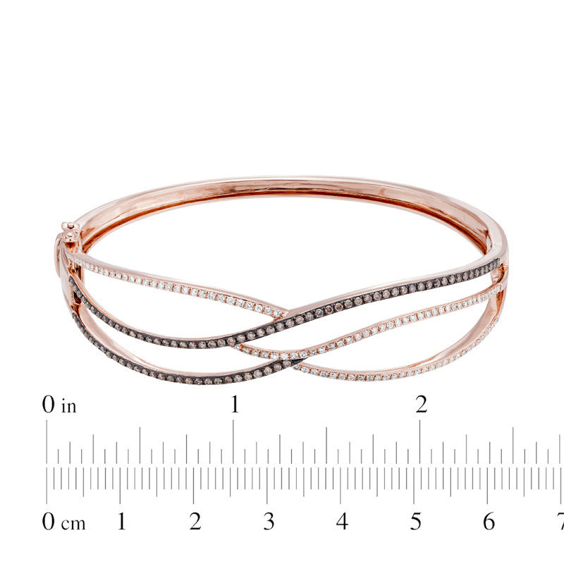 EFFY™ Collection 7/8 CT. T.W. Champagne and White Diamond Bangle in 14K Rose Gold