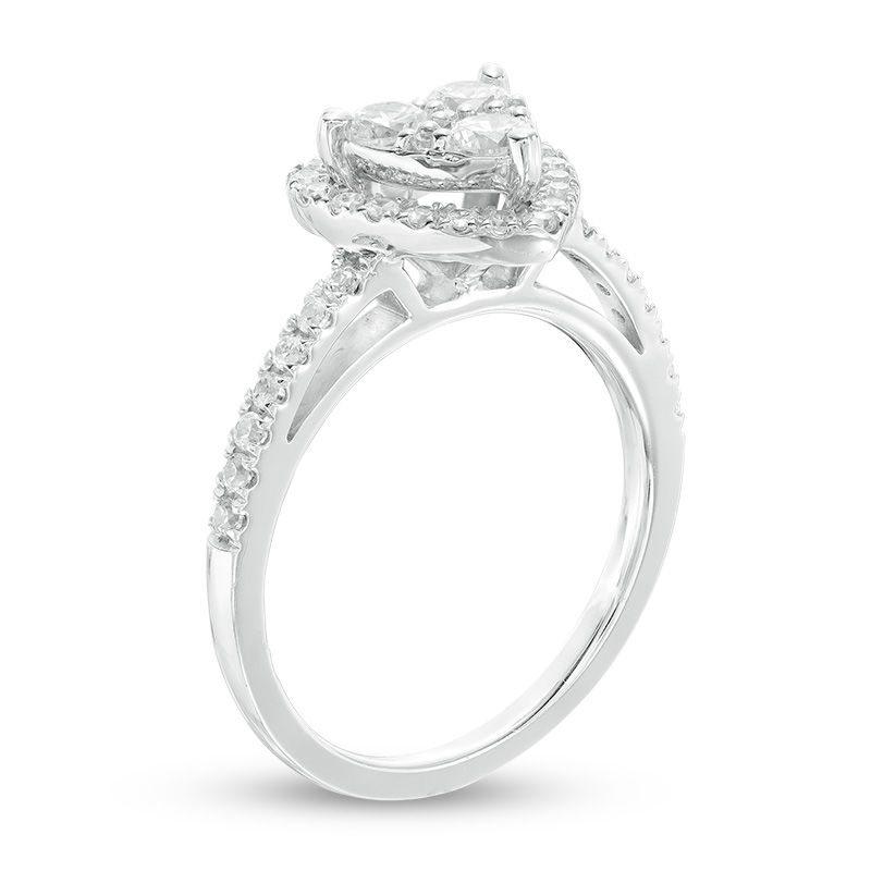 Main Image 2 of 3/4 CT. T.W. Composite Diamond Heart Frame Engagement Ring in 10K White Gold