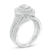 Thumbnail Image 1 of 2 CT. T.W. Certified Oval Diamond Double Frame Vintage-Style Bridal Set in 14K White Gold (I/I1)
