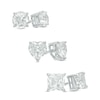 Thumbnail Image 1 of 6.0mm Lab-Created White Sapphire Three Pair Stud Earrings Set in Sterling Silver