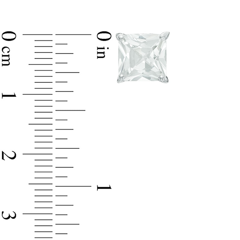 Main Image 4 of 6.0mm Lab-Created White Sapphire Three Pair Stud Earrings Set in Sterling Silver