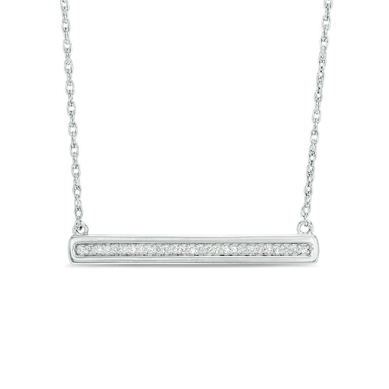 Main Image 1 of 1/15 CT. T.W. Diamond Bar Necklace in Sterling Silver