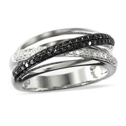 EFFY™ Collection 3/8 CT. T.W. Enhanced Black and White Diamond Orbit Ring in 14K White Gold