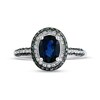 Thumbnail Image 4 of EFFY™ Collection Oval Ceylon Sapphire and 1/2 CT. T.W. Blue and White Diamond Double Frame Ring in 14K White Gold