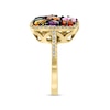 Thumbnail Image 1 of EFFY™ Collection Multi-Gemstone and 1/3 CT. T.W. Diamond Cushion Frame Ring in 14K Gold