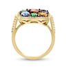 Thumbnail Image 2 of EFFY™ Collection Multi-Gemstone and 1/3 CT. T.W. Diamond Cushion Frame Ring in 14K Gold