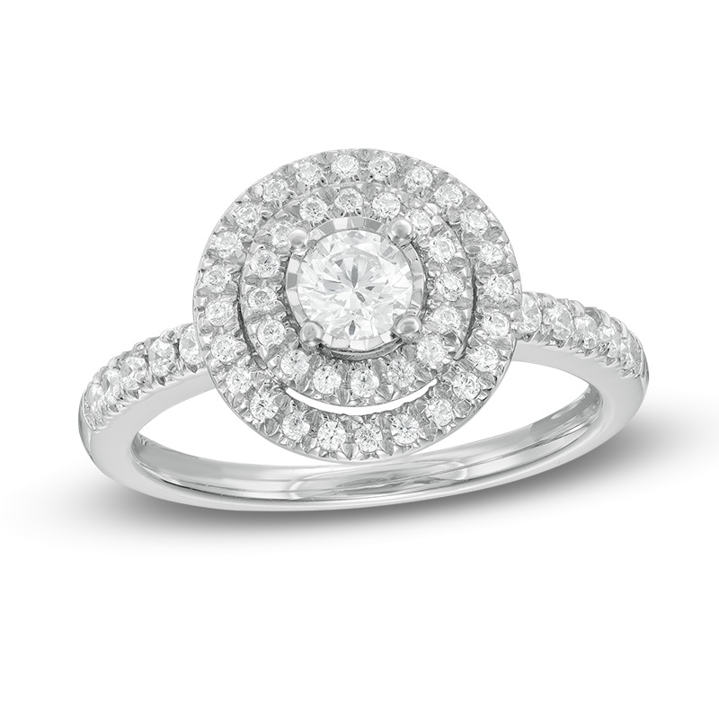 Main Image 1 of 1/2 CT. T.W. Diamond Double Frame Engagement Ring in 10K White Gold
