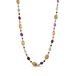 EFFY™ Collection Cushion-Cut and Round Multi-Gemstone Necklace in 14K Gold