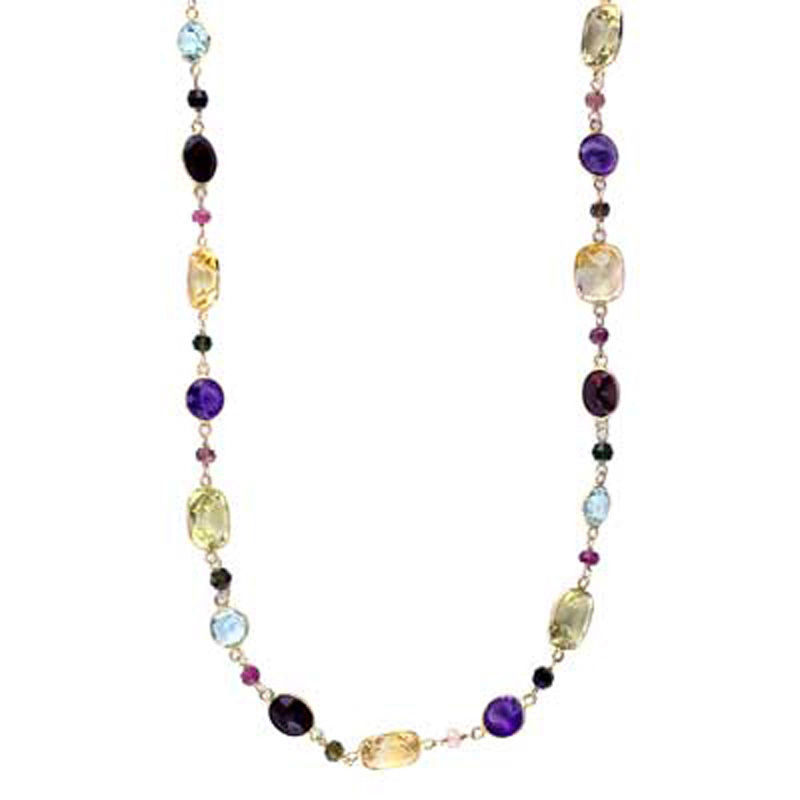 Multi-Gemstone Necklace in 14K Gold 