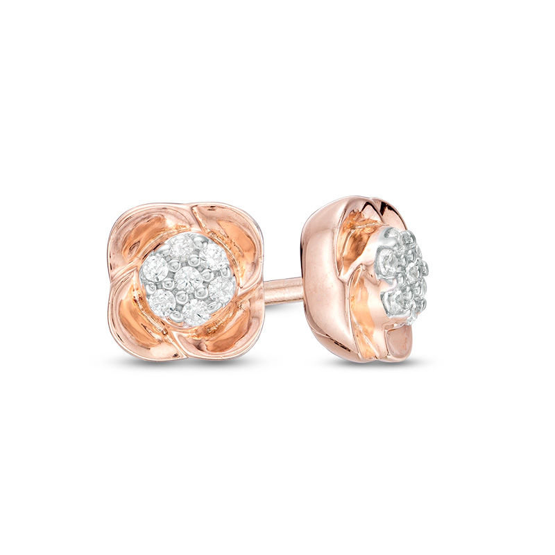 1/20 CT. T.W. Composite Diamond Poppy Flower Stud Earrings in 10K Rose Gold