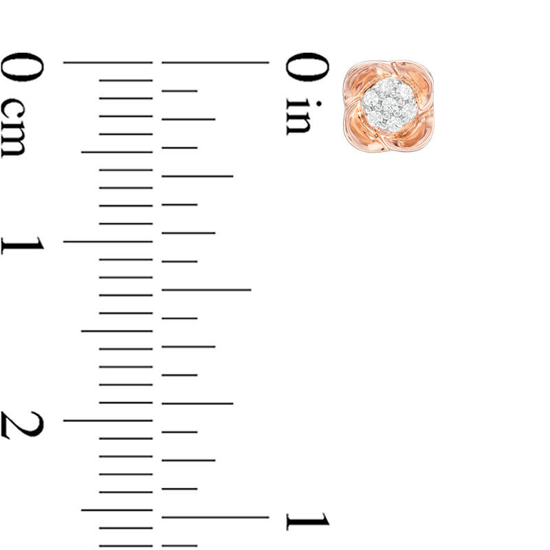 Main Image 2 of 1/20 CT. T.W. Composite Diamond Poppy Flower Stud Earrings in 10K Rose Gold