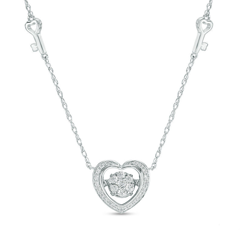 1/4 CT. T.W. Composite Diamond Key to My Heart Necklace in 10K White Gold
