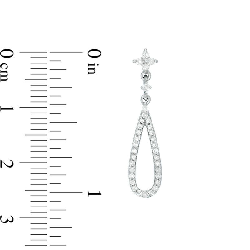 Main Image 2 of 1/3 CT. T.W. Diamond Open Pear-Shaped Drop Earrings in Sterling Silver