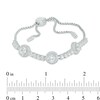 Thumbnail Image 2 of Lab-Created White Sapphire Frame Three Stone Bolo Bracelet in Sterling Silver - 9.0"