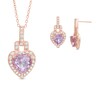 Thumbnail Image 1 of Heart-Shaped Amethyst and Lab-Created White Sapphire Pendant and Earring Set in Sterling Silver and 18K Rose Gold Plate