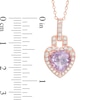 Thumbnail Image 2 of Heart-Shaped Amethyst and Lab-Created White Sapphire Pendant and Earring Set in Sterling Silver and 18K Rose Gold Plate