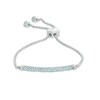 Thumbnail Image 0 of Swiss Blue Topaz and Lab-Created White Sapphire Bar Bolo Bracelet in Sterling Silver - 9.0"