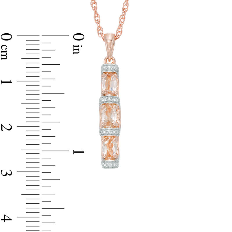 Main Image 3 of Oval Morganite and Diamond Accent Three Stone Pendant and Ring Set in Sterling Silver with 10K Rose Gold Plate - Size 7