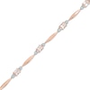 Thumbnail Image 0 of Oval Morganite and Diamond Accent Station Bracelet in Sterling Silver with 14K Rose Gold Plate - 7.25"
