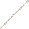Thumbnail Image 1 of Oval Morganite and Diamond Accent Station Bracelet in Sterling Silver with 14K Rose Gold Plate - 7.25"