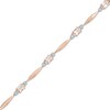 Thumbnail Image 0 of Oval Morganite and Diamond Accent Station Bracelet in Sterling Silver with 14K Rose Gold Plate - 7.25"