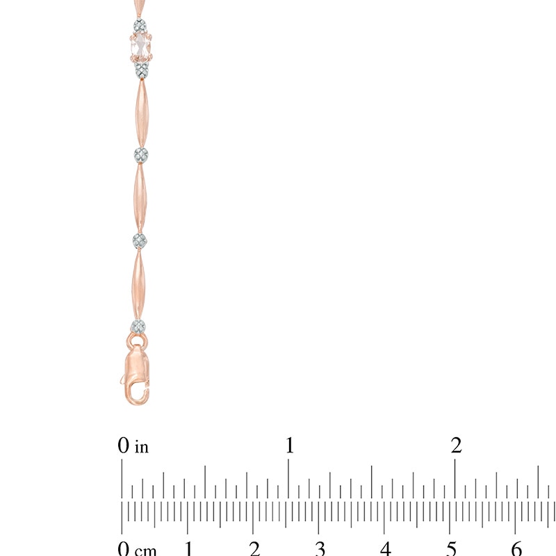 Main Image 2 of Oval Morganite and Diamond Accent Station Bracelet in Sterling Silver with 14K Rose Gold Plate - 7.25"