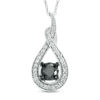 Thumbnail Image 1 of 1 CT. T.W. Enhanced Black and White Diamond Teardrop Pendant in 10K White Gold