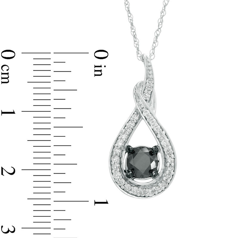 1 CT. T.W. Enhanced Black and White Diamond Teardrop Pendant in 10K White Gold