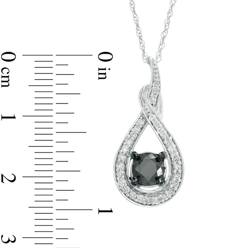 Main Image 2 of 1 CT. T.W. Enhanced Black and White Diamond Teardrop Pendant in 10K White Gold