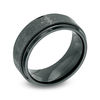 Thumbnail Image 2 of Men's 9.0mm Scrolled Cross Pattern Comfort Fit Black Titanium Wedding Band - Size 10