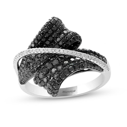 EFFY™ Collection 2-1/5 CT. T.W. Black and White Diamond Bypass Ring in 14K White Gold