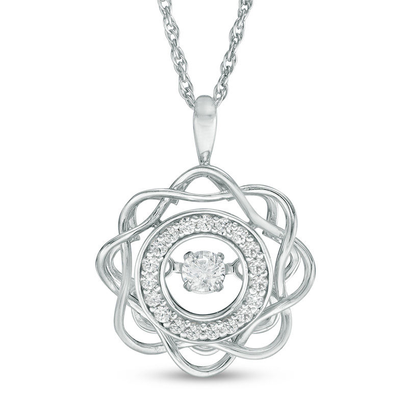 1/5 CT. T.W. Diamond Frame Orbit Pendant in 10K White Gold