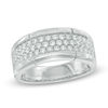 Thumbnail Image 1 of Men's 1 CT. T.W. Diamond Three Row Wedding Band in 10K White Gold