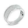 Thumbnail Image 2 of Men's 1 CT. T.W. Diamond Three Row Wedding Band in 10K White Gold
