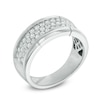 Thumbnail Image 1 of Men's 1 CT. T.W. Diamond Three Row Wedding Band in 10K White Gold