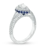 Thumbnail Image 1 of Vera Wang Love Collection 1-1/4 CT. T.W. Pear-Shaped Diamond and Blue Sapphire Frame Engagement Ring in 14K White Gold