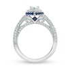 Thumbnail Image 2 of Vera Wang Love Collection 1-1/4 CT. T.W. Pear-Shaped Diamond and Blue Sapphire Frame Engagement Ring in 14K White Gold