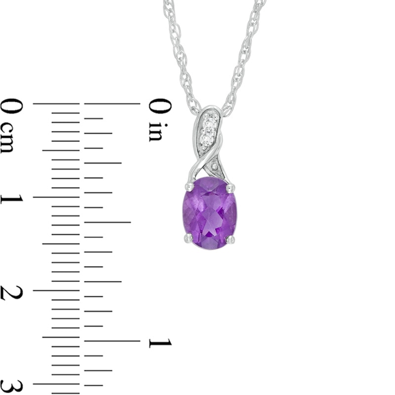 Main Image 3 of Oval Amethyst and Lab-Created White Sapphire Pendant, Earrings and Ring Set in Sterling Silver - Size 7