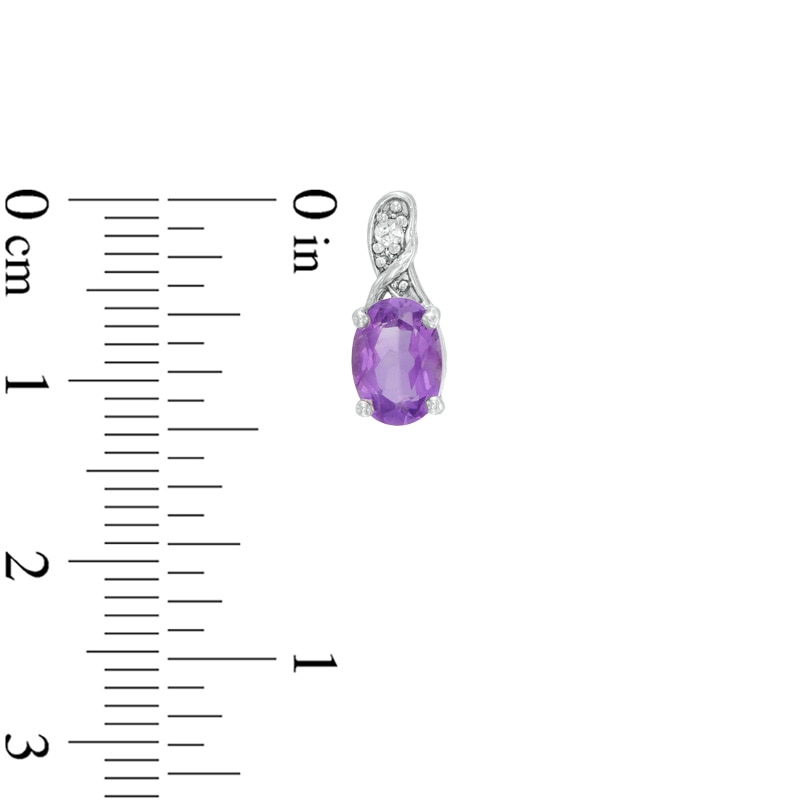 Main Image 4 of Oval Amethyst and Lab-Created White Sapphire Pendant, Earrings and Ring Set in Sterling Silver - Size 7