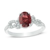 Thumbnail Image 0 of Oval Garnet and Lab-Created White Sapphire Loop Ring in Sterling Silver