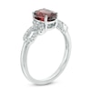 Thumbnail Image 1 of Oval Garnet and Lab-Created White Sapphire Loop Ring in Sterling Silver