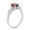 Thumbnail Image 2 of Oval Garnet and Lab-Created White Sapphire Loop Ring in Sterling Silver