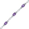 Thumbnail Image 1 of Oval Amethyst Station Bracelet in Sterling Silver - 7.5"