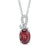Thumbnail Image 1 of Oval Garnet and Lab-Created White Sapphire Loop Pendant in Sterling Silver