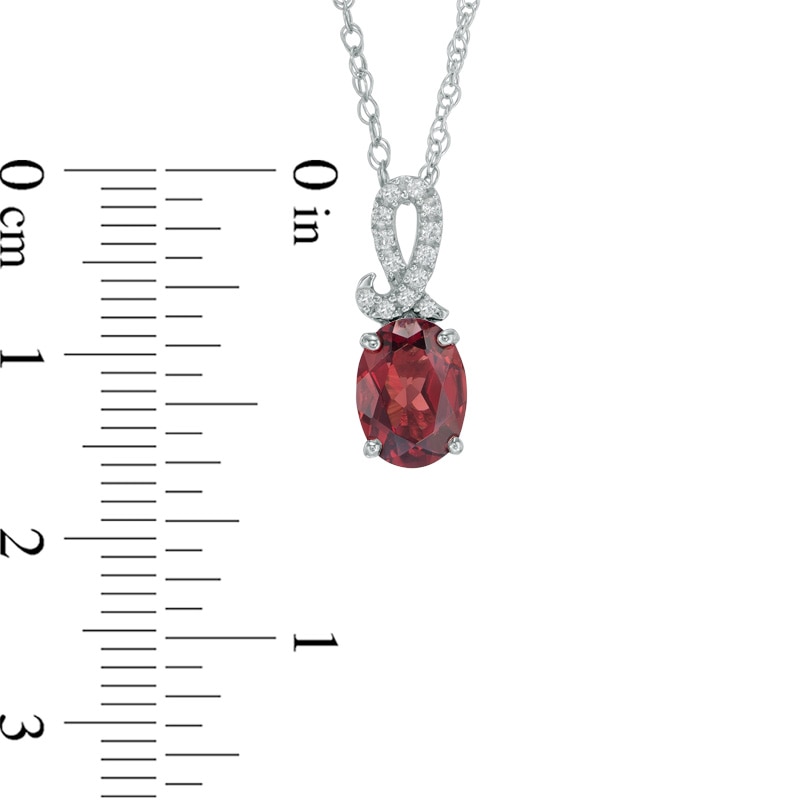 Main Image 2 of Oval Garnet and Lab-Created White Sapphire Loop Pendant in Sterling Silver