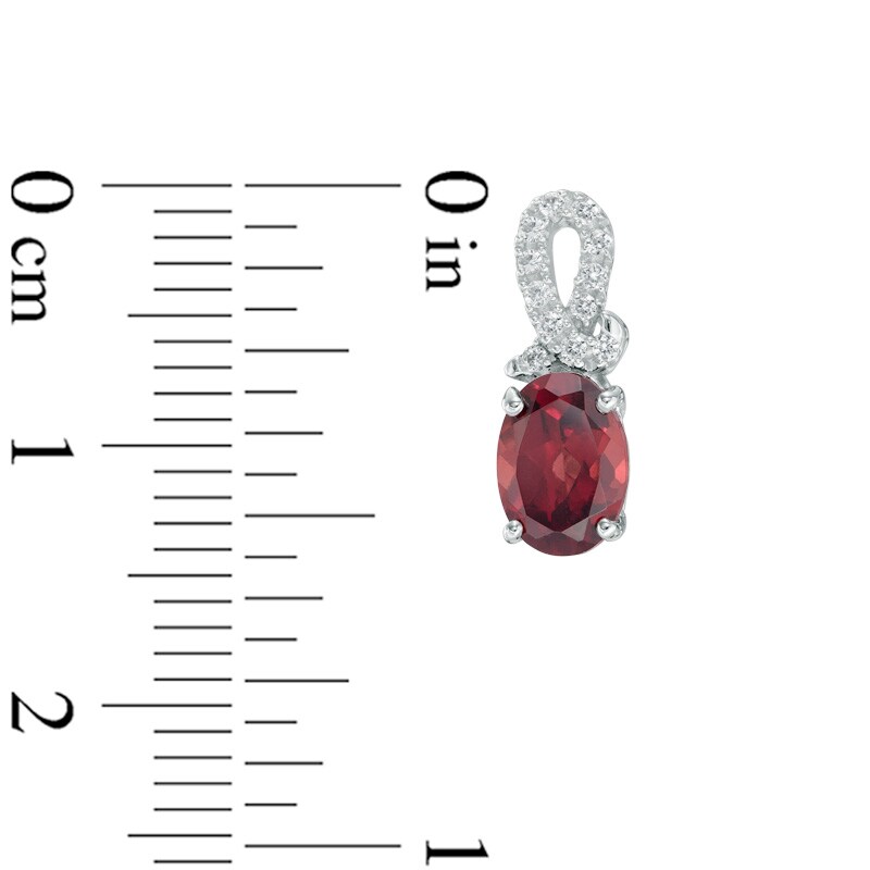 Oval Garnet and Lab-Created White Sapphire Loop Drop Earrings in Sterling Silver